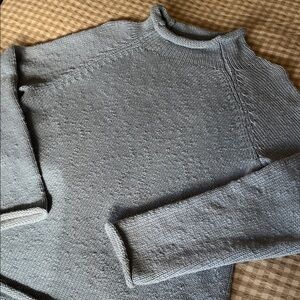 L.L. Bean 100% Cotton Light Blue Knit Sweater